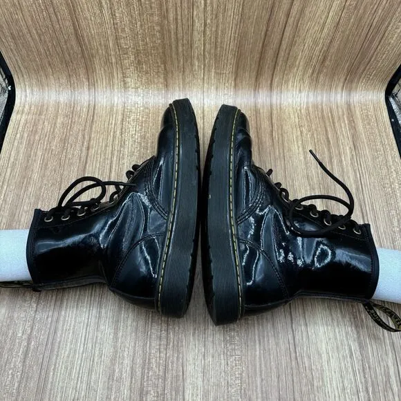 Dr Martens Black Zavala Boots Patent Leather Women's Size 7 Mens Size 6