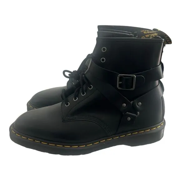 Dr Martens Boots Mens 13 Black Leather Cristofor Motorcycle Harness Biker NWOB