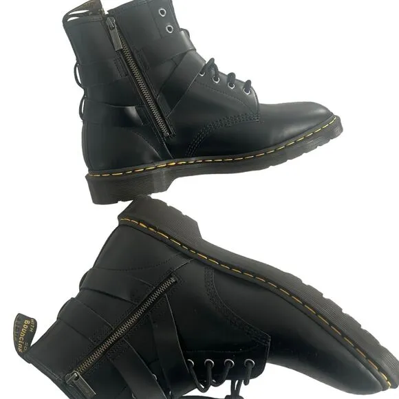 Dr Martens Boots Mens 13 Black Leather Cristofor Motorcycle Harness Biker NWOB