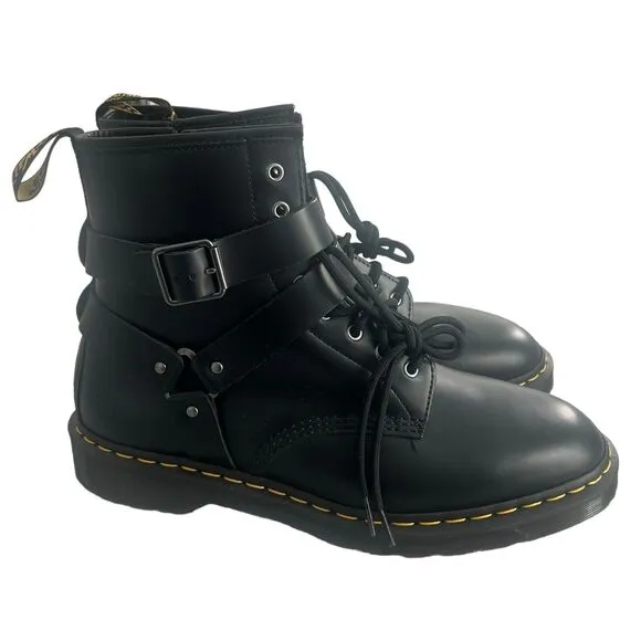 Dr Martens Boots Mens 13 Black Leather Cristofor Motorcycle Harness Biker NWOB