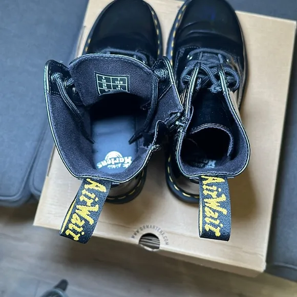 Dr Martens Docs Jason Gunmetal Hologram Platform Combat Boots