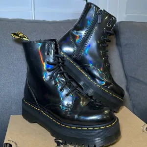 Dr Martens Docs Jason Gunmetal Hologram Platform Combat Boots