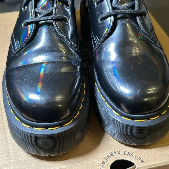Dr Martens Docs Jason Gunmetal Hologram Platform Combat Boots