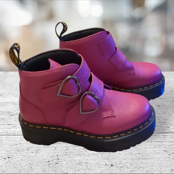 Dr Martens Fuschia Devon Heart Boots Size 8
