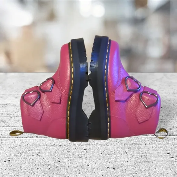 Dr Martens Fuschia Devon Heart Boots Size 8