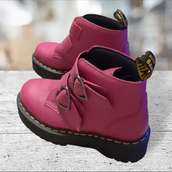 Dr Martens Fuschia Devon Heart Boots Size 8