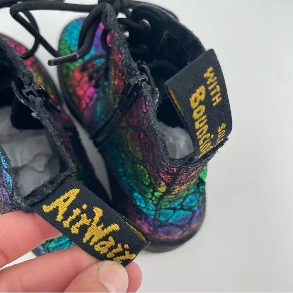 Dr. Martens Girl’s 1460 Pascal Boots Black Rainbow Snake Print Zipped 3