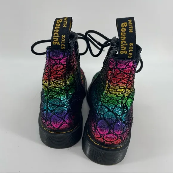 Dr. Martens Girl’s 1460 Pascal Boots Black Rainbow Snake Print Zipped 3
