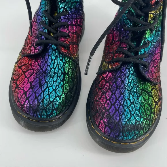 Dr. Martens Girl’s 1460 Pascal Boots Black Rainbow Snake Print Zipped 3