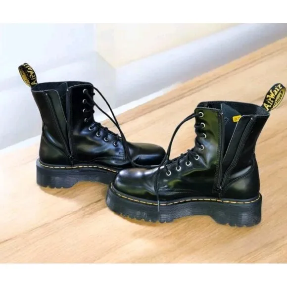 Dr Martens Jadon Platform Air Wair Boots Mens 9 Womens 10  Black Smooth Leather