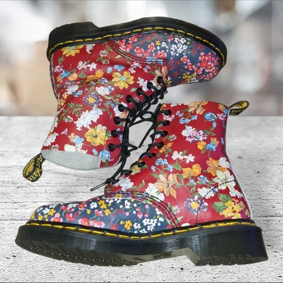 Dr Martens Pascal Floral Mashup Boots Size 6