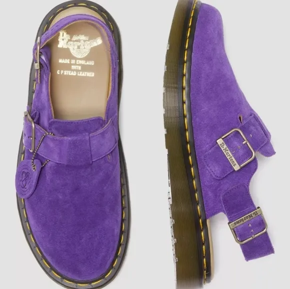 Dr. Martens Purple Buck Suede Men Shoes Jorge Slingback Made In England 042025
