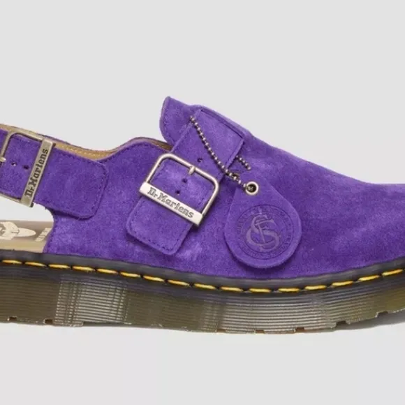 Dr. Martens Purple Buck Suede Men Shoes Jorge Slingback Made In England 042025