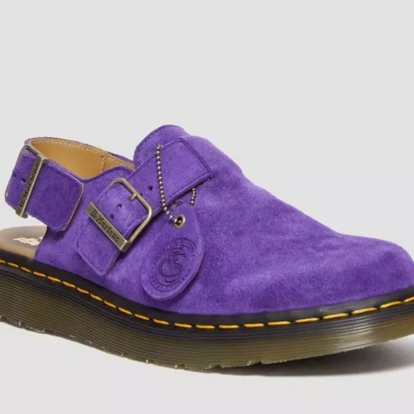 Dr. Martens Purple Buck Suede Men Shoes Jorge Slingback Made In England 042025