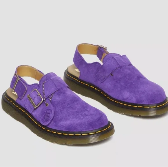 Dr. Martens Purple Buck Suede Men Shoes Jorge Slingback Made In England 042025