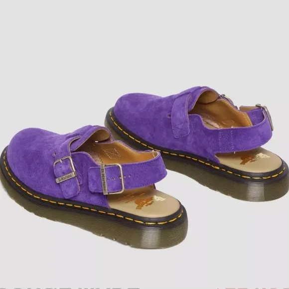 Dr. Martens Purple Buck Suede Men Shoes Jorge Slingback Made In England 042025