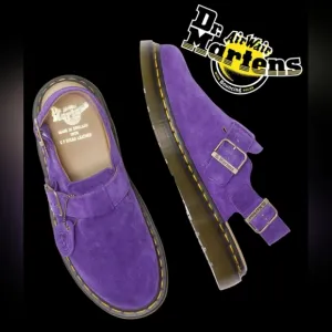 Dr. Martens Purple Buck Suede Men Shoes Jorge Slingback Made In England 042025