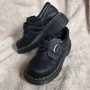 Dr Martens Vintage 3A78 Black Leather Monk Strap Gum Sole Platform Shoes Sz 6