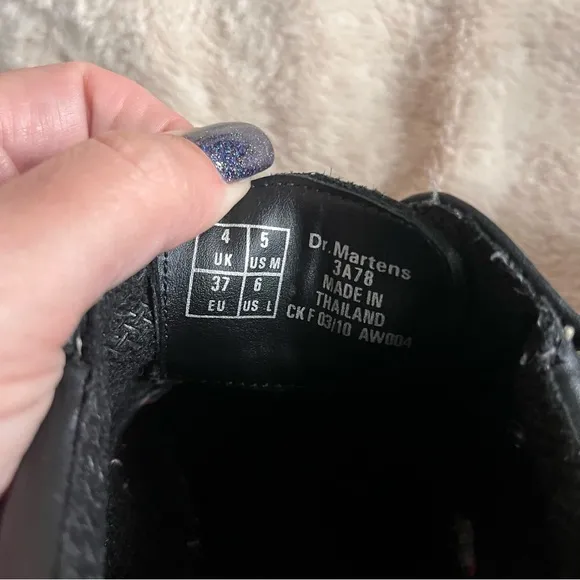 Dr Martens Vintage 3A78 Black Leather Monk Strap Gum Sole Platform Shoes Sz 6