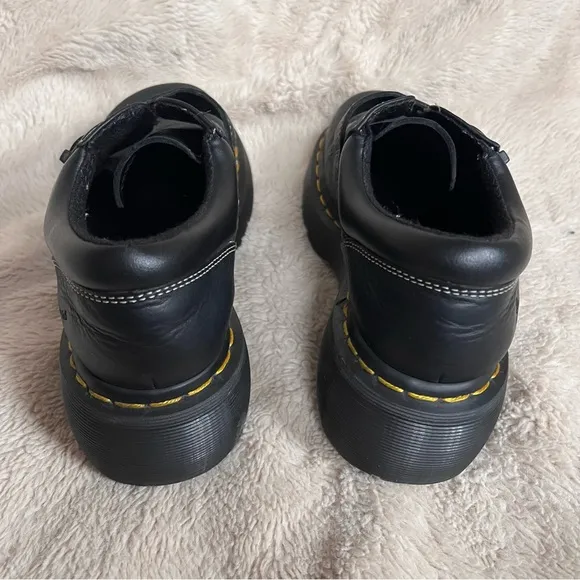 Dr Martens Vintage 3A78 Black Leather Monk Strap Gum Sole Platform Shoes Sz 6