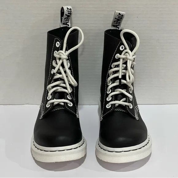 Dr. Martens Women's 1460 Pascal Virginia Lace Up Boots - Black/White Sz - 6 .US