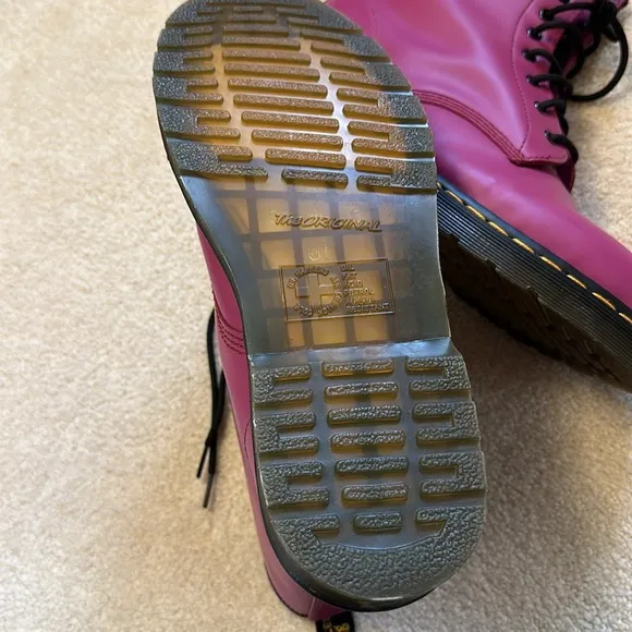 Dr Martins purple leather lace up boots Unisex size womans 12 / mens 11