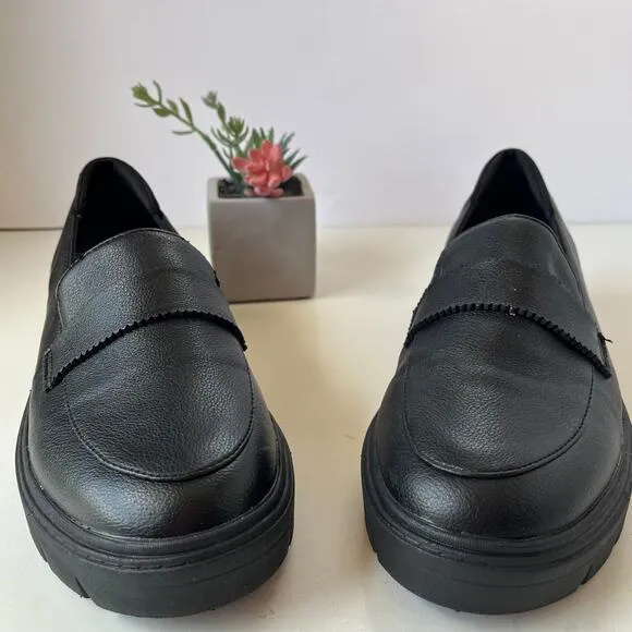 DR SCHOLL'S Check In Chunky Loafer Womens Shoes 8.5M Stripe Comfort Academia y2k