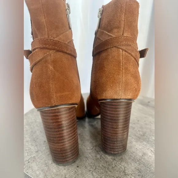 DRAPER JAMES Tegan Brown Leather Boots with Gold Detail - size 7.5