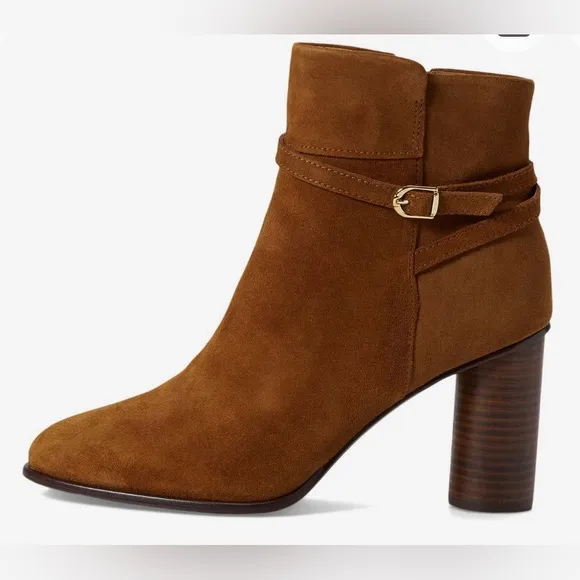 DRAPER JAMES Tegan Brown Leather Boots with Gold Detail - size 7.5