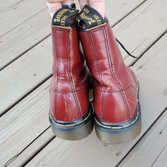 Dr Martens 1460 8 Eye Classic Cherry Red Oxblood Smooth Leather Combat Boots 8