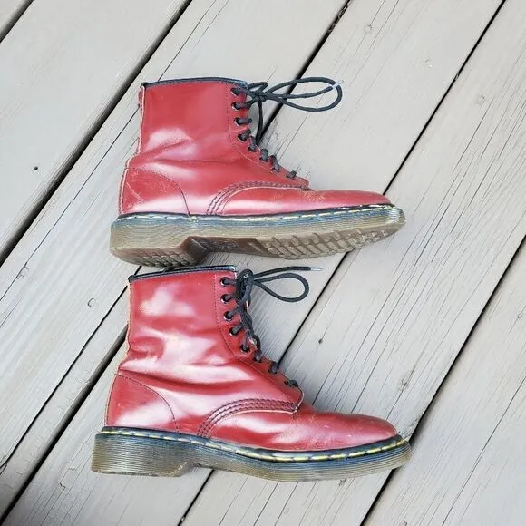 Dr Martens 1460 8 Eye Classic Cherry Red Oxblood Smooth Leather Combat Boots 8