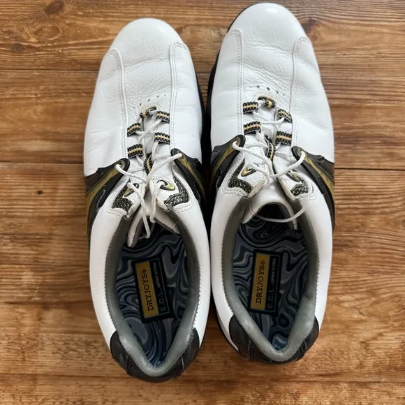 DRYJOYS E.C.L. leather System White and Black Golf Cleat Shoes Men’s 11.5 EUC
