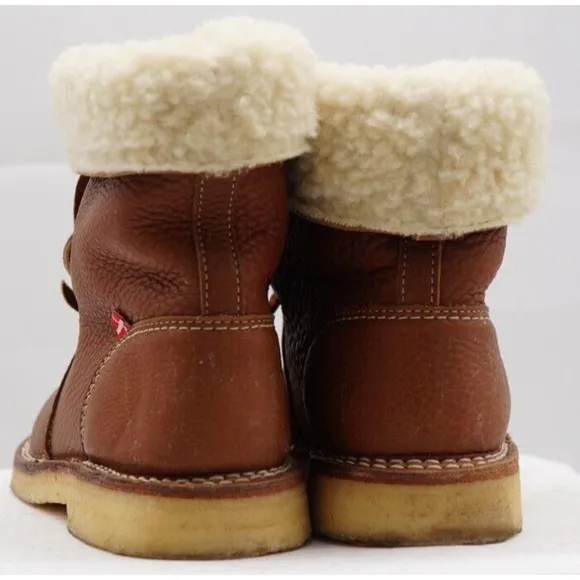 Duckfeet Unisex ARHUS Nut Brown Leather Sheep Wool Lined Crepe Sole Boots sz 39
