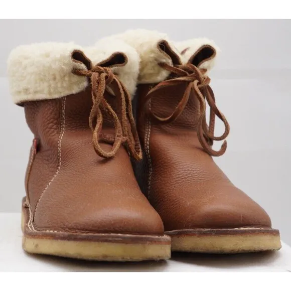 Duckfeet Unisex ARHUS Nut Brown Leather Sheep Wool Lined Crepe Sole Boots sz 39