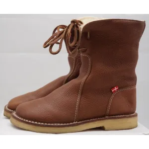 Duckfeet Unisex ARHUS Nut Brown Leather Sheep Wool Lined Crepe Sole Boots sz 39