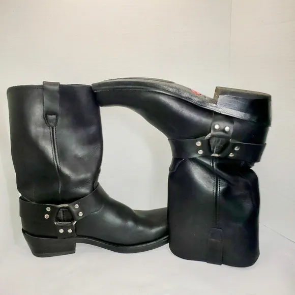 DURANGO Black Leather 11&quot; Harness Motorcycle Boots Men's Size 11.5 D. EUC