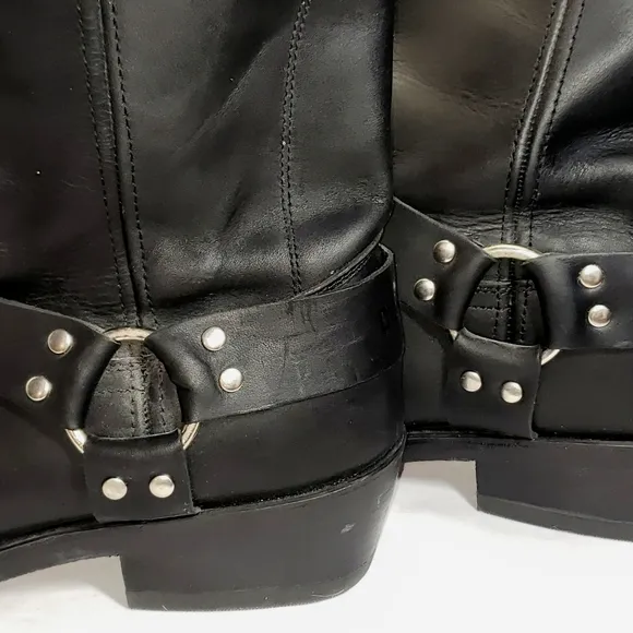 DURANGO Black Leather 11&quot; Harness Motorcycle Boots Men's Size 11.5 D. EUC