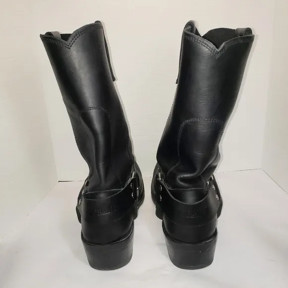 DURANGO Black Leather 11&quot; Harness Motorcycle Boots Men's Size 11.5 D. EUC