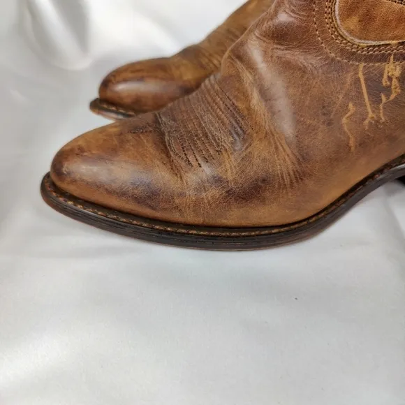Durango Cognac OILED Leather Cowgirl Western Motorcycle RODEO Riding Boots Sz 7M