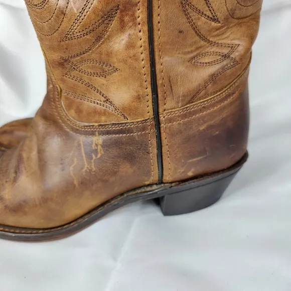 Durango Cognac OILED Leather Cowgirl Western Motorcycle RODEO Riding Boots Sz 7M