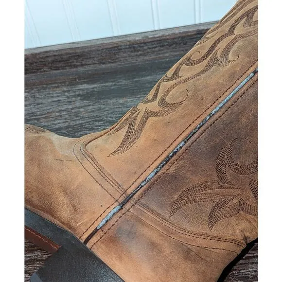 Durango Men's DB922 Tan Distressed Leather Western Cowboy Pull On Boots 8.5 D