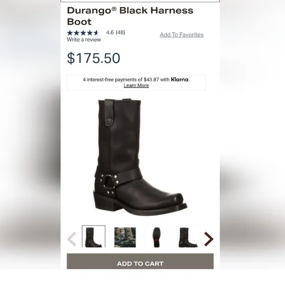 Durango Mens Harness Motorcycle boots size 11D Black