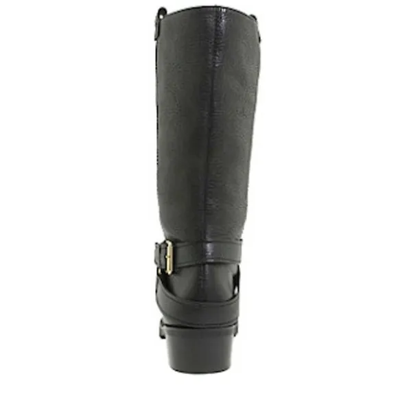 DVF DIANE VON FURSTENBURG Safari Moto Leather Boots black side buckles size 8