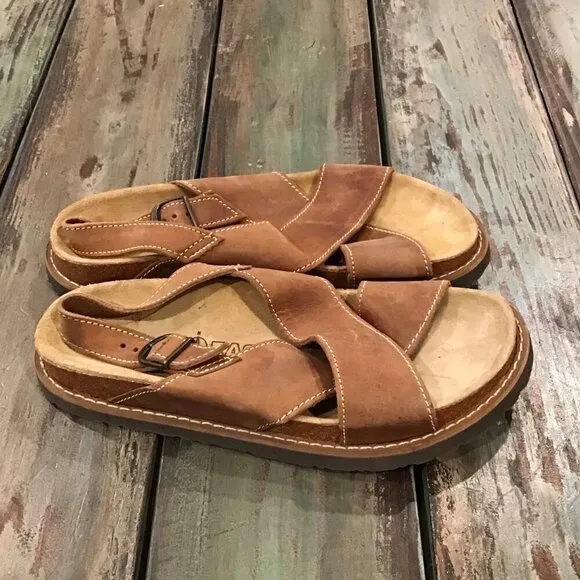 Eastland 8D Cork Footbed Men’s Leather Sandals Adjustable Straps Made In USA