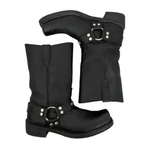 Easyrider Mens Black Leather Harness Motorcycle Boots