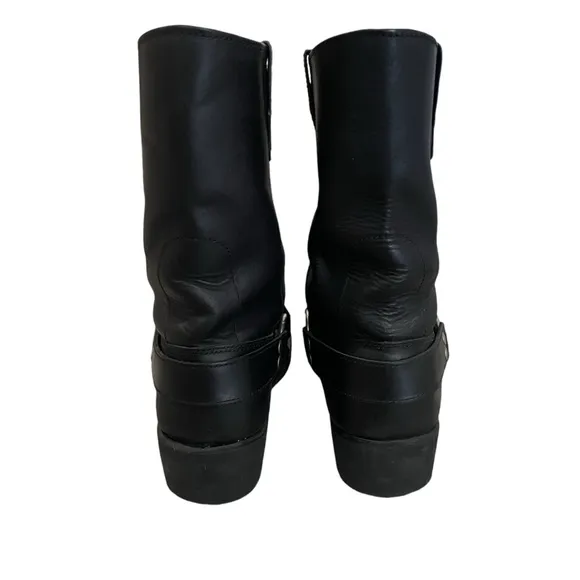 Easyrider Mens Black Leather Harness Motorcycle Boots
