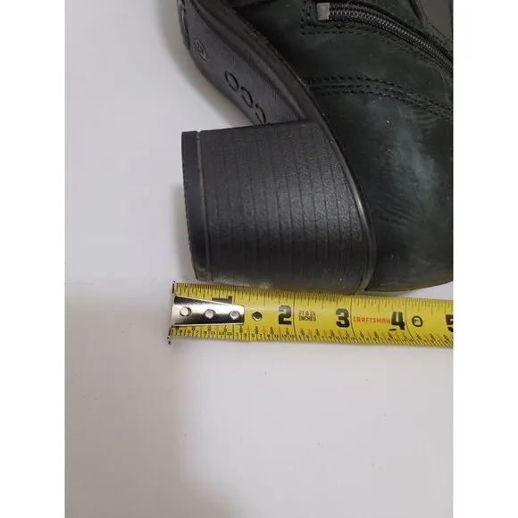 Ecco black nubuck leather Knee-High buckle blook pump heel Boots With Zipper siz