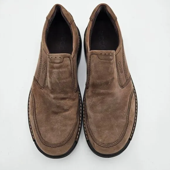 ECCO Fusion Slip-On Shoes 11-11.5 Brown Leather Light Shock Point Loafer Oxford
