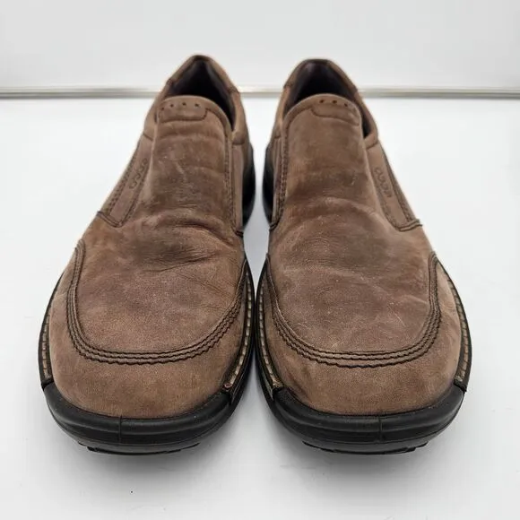 ECCO Fusion Slip-On Shoes 11-11.5 Brown Leather Light Shock Point Loafer Oxford