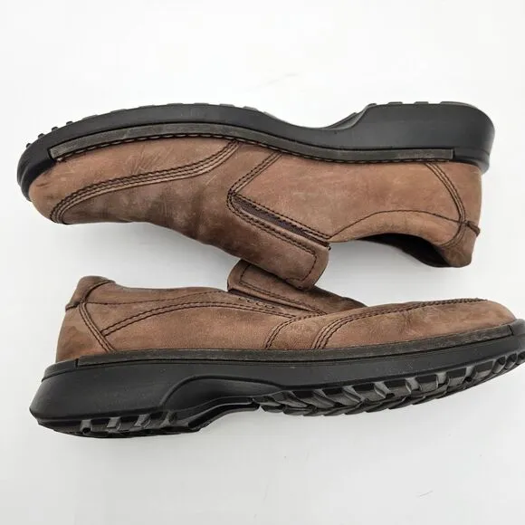 ECCO Fusion Slip-On Shoes 11-11.5 Brown Leather Light Shock Point Loafer Oxford
